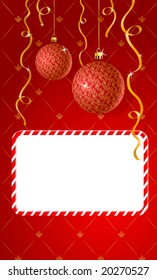 Tarjeta de felicitación vectorial con espacio de copia y decoraciones navideñas
