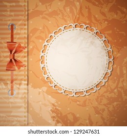 Vector greeting card or cover with bow. Space for your text or picture.
