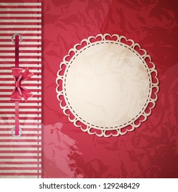 Vector greeting card or cover with bow. Space for your text or picture.