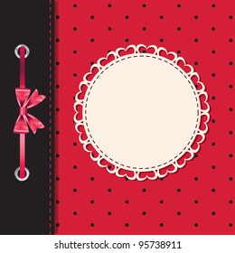 Vector greeting card or cover with bow. Space for your text or picture.