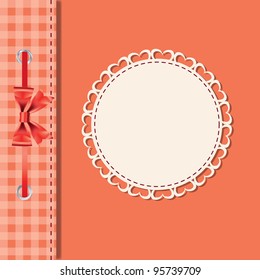 Vector greeting card or cover with bow. Space for your text or picture.