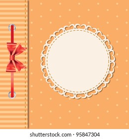 Vector greeting card or cover with bow. Space for your text or picture.