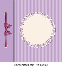Vector greeting card or cover with bow. Space for your text or picture.