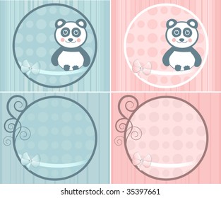 Vector Greeting Card with Cute Panda Design