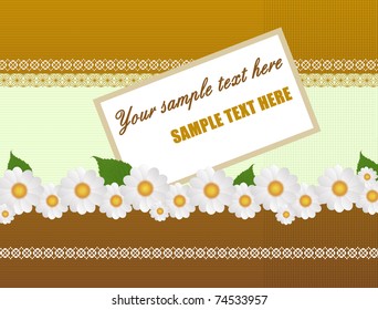 Vector greeting card with daisies and abstracts background, vector illustration