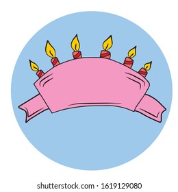 Vector greeting card decorated with candles. Cute Zebra with a bow on his neck and a ball in his paw . design for a holiday, banners and postcards.