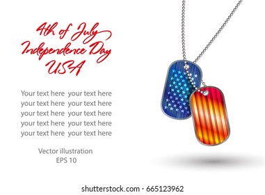 Vector greeting card dedicated to the US Independence Day. Soldier's medallion.