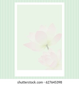 Vector greeting card with delicate lotus flowers. Blank template for congratulatory design with water lilies