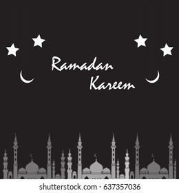 Vector greeting card design for celebration of Ramadan Kareem.  