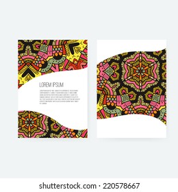 Vector greeting card design. Ornamental invitation template. Arabic, islamic motive. Vintage abstract greeting card. Victorian lace decoration design. Luxury graphical postcard. Classic layout. 