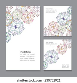 Vector greeting card design. Ornamental invitation template.  Vintage abstract greeting card. Victorian lace decoration design. Luxury graphical postcard.