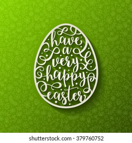 Vector greeting card - Easter egg with calligraphic lettering