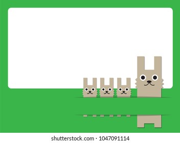 Vector Greeting card with Easter rabbit for timeline website design. Funny bunny character concept . Easter Bunny cute character design.