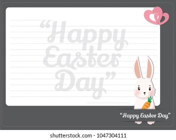 Vector Greeting card with Easter rabbit for timeline website design. Funny bunny character concept . Easter Bunny cute character design.