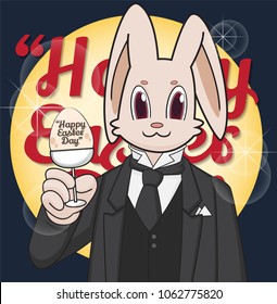 Vector Greeting card with Easter rabbit for timeline website design. 