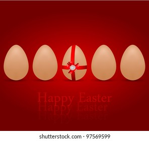 vector greeting card with eggs, dedicated to Happy Easter Day