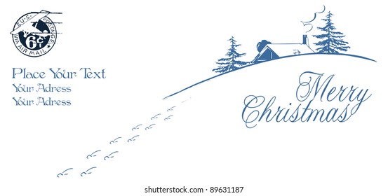 Vector greeting card or envelope - Happy Christmas And New-Year's