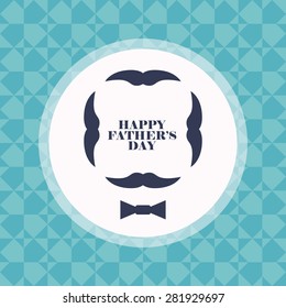 Vector greeting card for Father's Day, including mustache and bow tie.