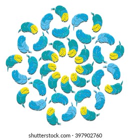 Vector greeting card with feathers for your design
