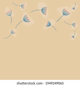 vector greeting card with flowers. a flat image of a wedding card with a variety of colors. background with flowers and leaves