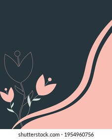 vector greeting card with flowers. a flat image of a wedding card with a variety of colors. background with flowers and leaves