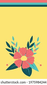 vector greeting card with flowers. flat image of flower poster