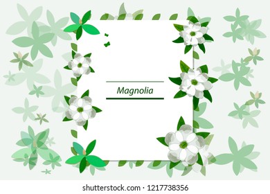 Vector greeting card with flowers. Magnolia.