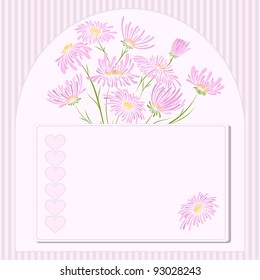 Vector greeting card with flowers for valentine's day.