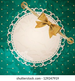 Vector greeting card with frame and bow. Space for your text or picture.