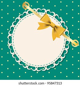 Vector greeting card with frame and bow. Space for your text or picture.