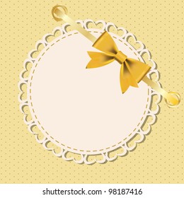 Vector greeting card with frame and bow. Space for your text or picture.