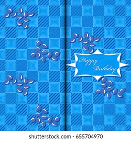 Vector greeting card with geometric shapes. Happy Birthday
