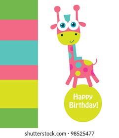 Vector greeting card with a giraffe