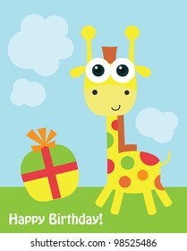 Vector greeting card with a giraffe