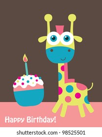 Vector greeting card with a giraffe