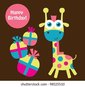 Vector greeting card with a giraffe