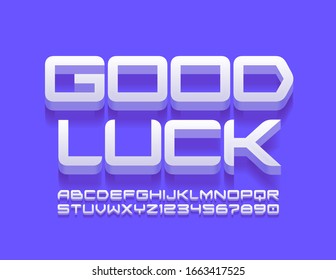 Vector greeting card Good Luck. Creative modern Font. 3D Alphabet Letters and Numbers