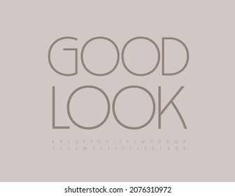 Vector greeting card Good Luck Elegant simple Font. Luxury style Alphabet Letters and Numbers set