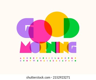 Vector greeting card Good Mood with decorative Font. Watercolor Alphabet Letters and Numbers set