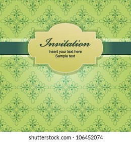 Vector greeting card with green lace elements
