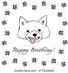 Vector greeting card with hand drawn cute dog faces and hand drawn elements. Creative childish texture. Perfect for kids apparel,fabric, textile, nursery decoration,wrapping paper