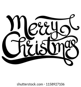 Vector greeting card with handwritten lettering quote "Merry Christmas".
