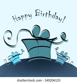 Vector Greeting Card Happy Birthday Blue Stock Vector (Royalty Free ...