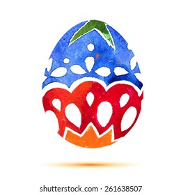 Vector greeting card Happy Easter, watercolor colourful easter egg with shadow
