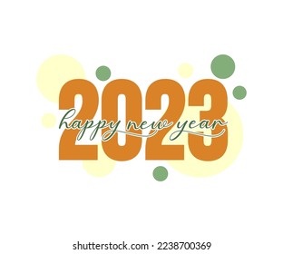 Vector greeting card happy new year 2023. Happy new year 2023 text design. Brochure design template, card, banner, decoration, celebration. Vector illustration
