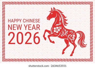 Vector wenskaart Gelukkig Nieuwjaar 2026. symbool van het jaar. Chinees Nieuwjaar. sterrenbeeld.