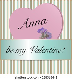 Vector greeting card Happy Valentine with viola flowers