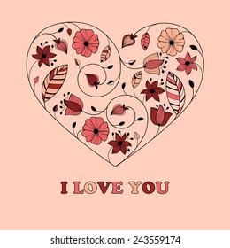 Vector Greeting Card with Heart, fully editable eps 10 file
