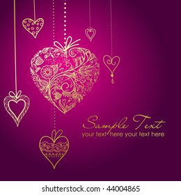 Tarjeta de saludo vectorial con corazones