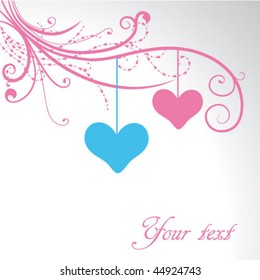  Vector greeting card with hearts